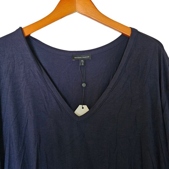 Universal Standard Blue Slouchy V-Neck T Shirt Size 3XL NWT Rayon - Picture 8 of 9